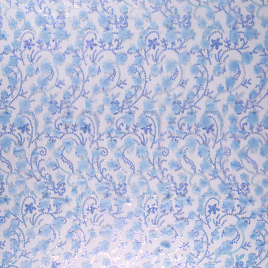 TUL LOLA AZUL ALLURE CON FLORES 3D