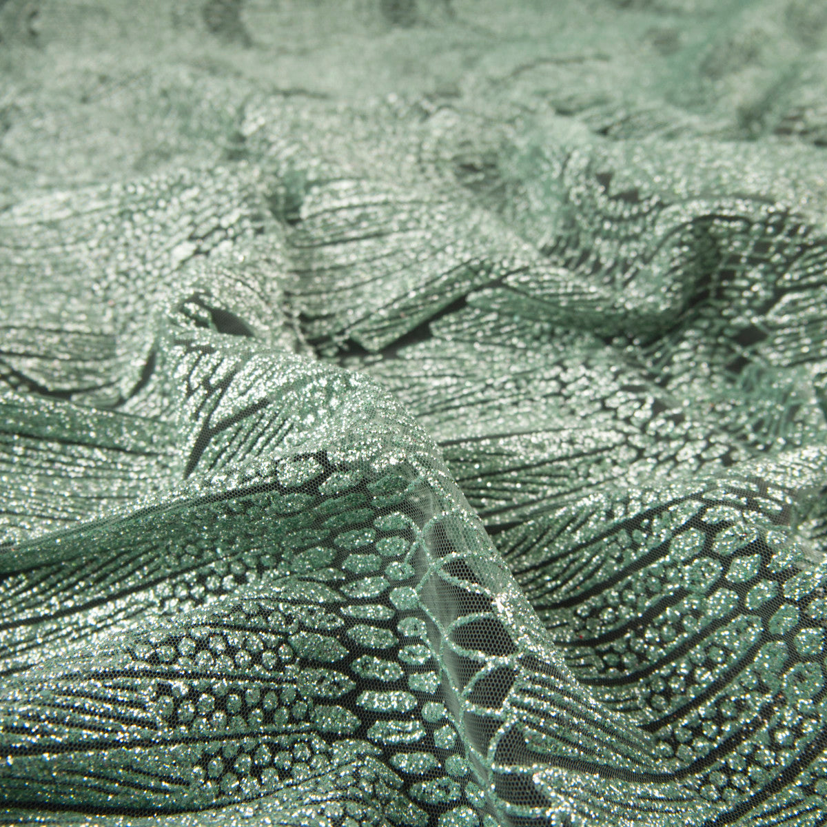 TUL LOLA VERDE AGUA ARANA GLITTER GEOMETRICO