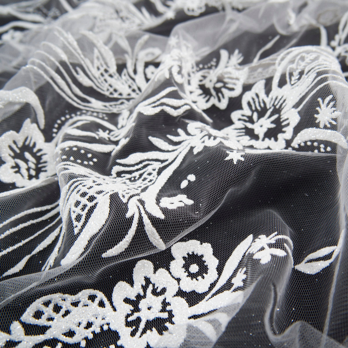 TUL LOLA BLANCO BRILLANTE GLITTER CON ARABESCOS