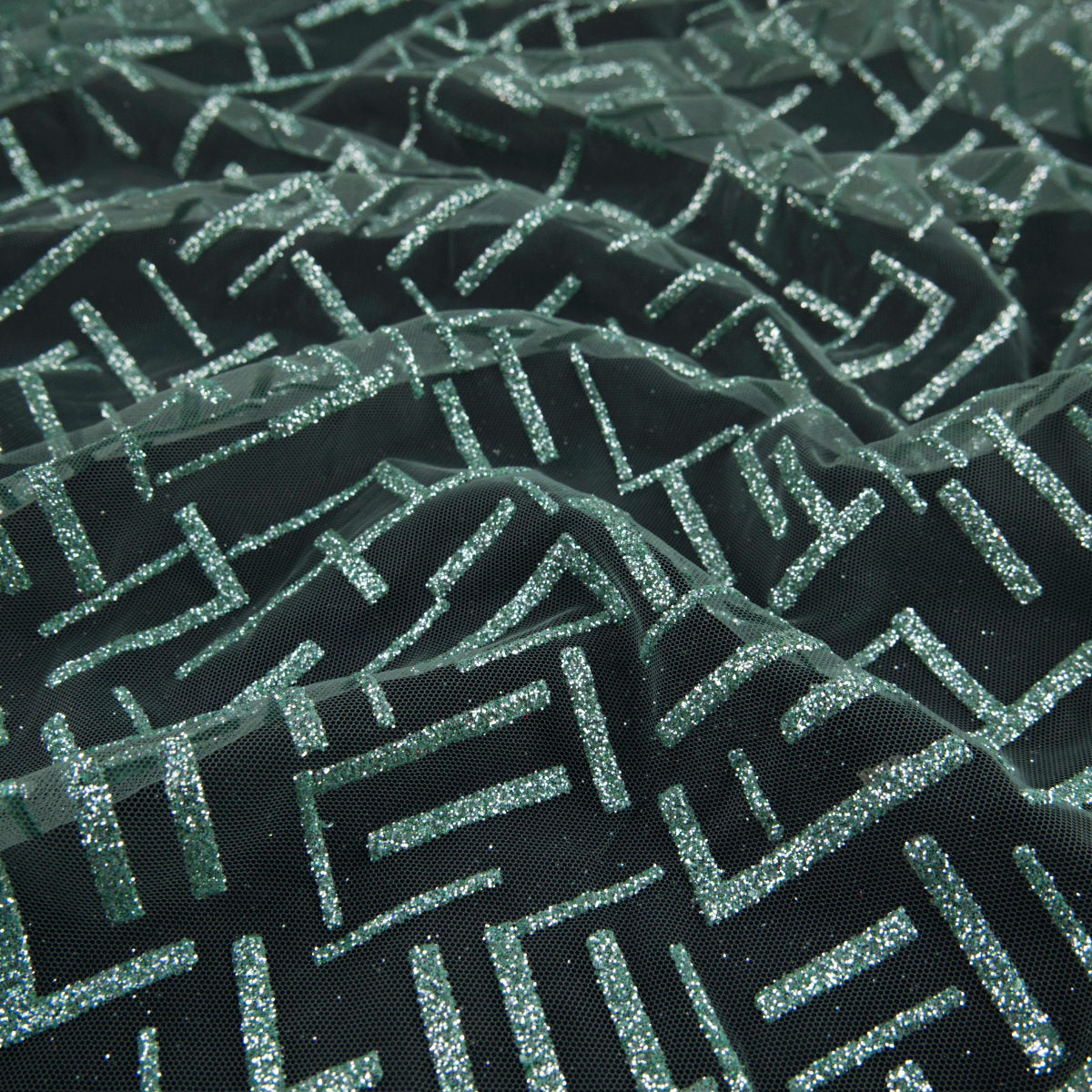 TUL LOLA VERDE AGUA ARANA GLITTER LINEAS