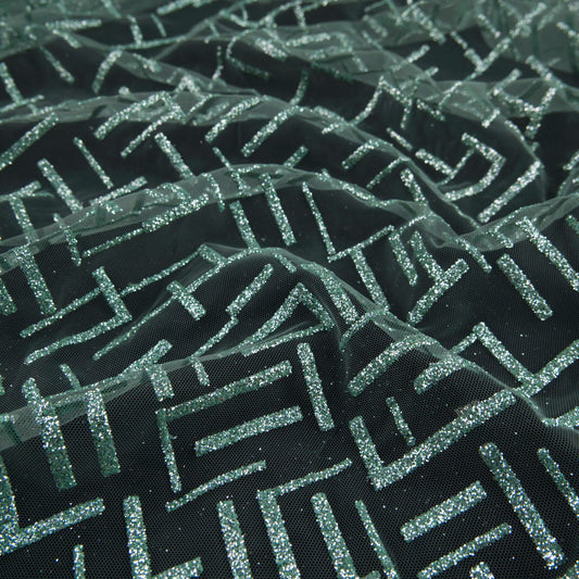 TUL LOLA VERDE AGUA ARANA GLITTER LINEAS