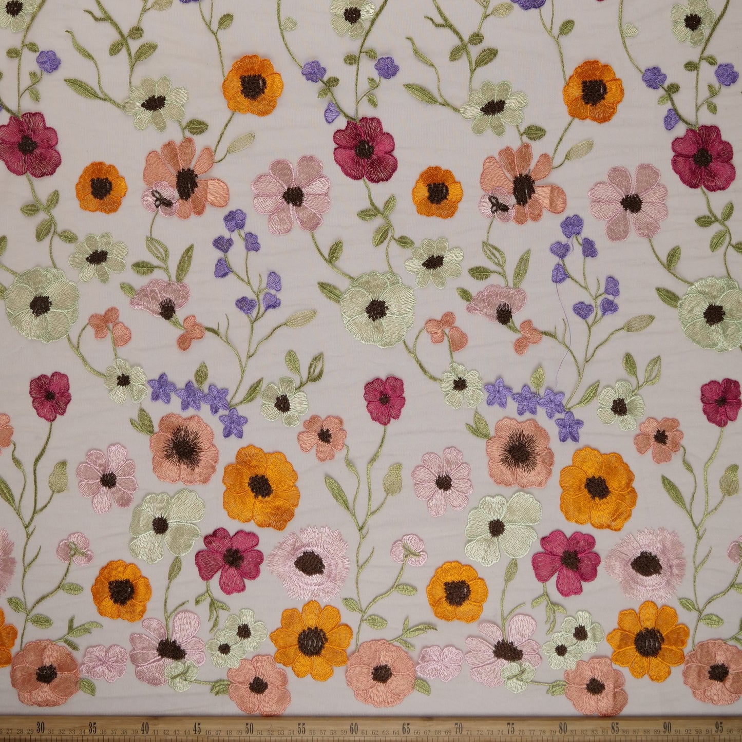 TUL LOLA BEIGE LIGERO FLORAL COLORIDO