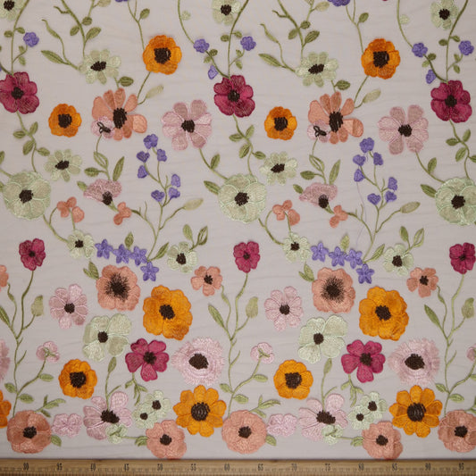 TUL LOLA BEIGE LIGERO FLORAL COLORIDO