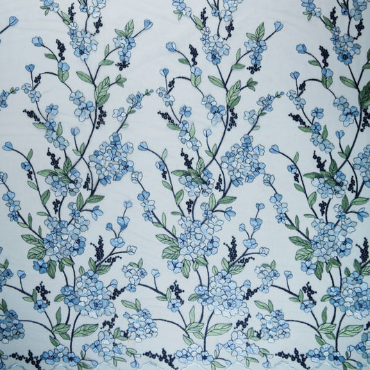 TUL LOLA CELESTE MAR FLORES BORDADAS