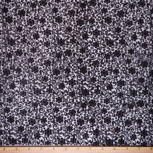 TUL LOLA NEGRO METEORITO FLORES GLITTER