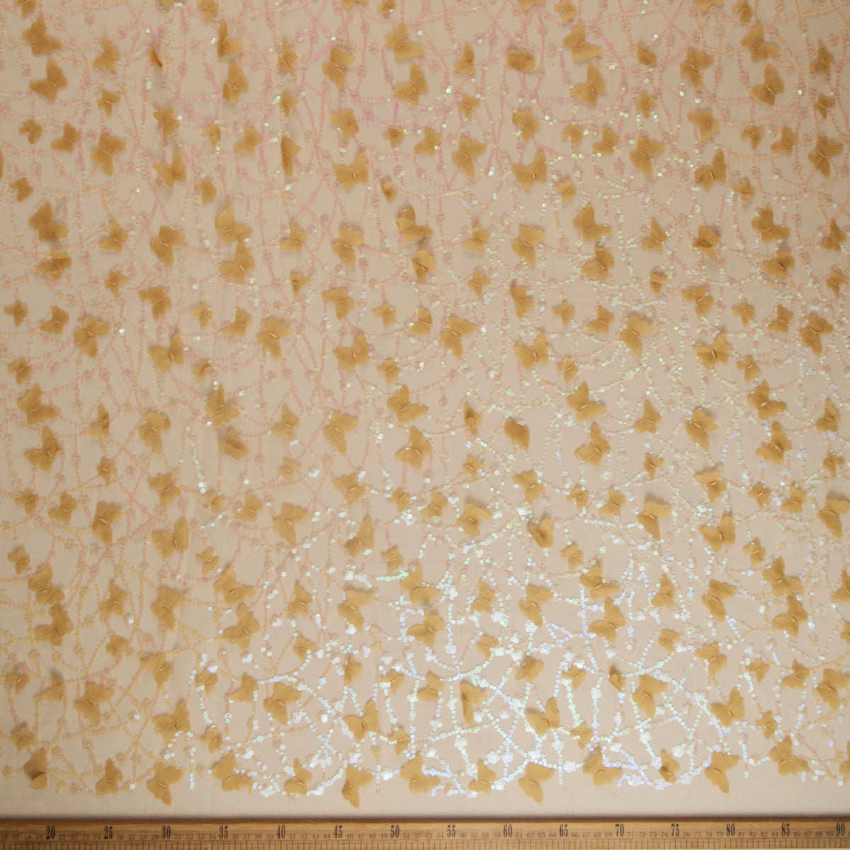 TUL LOLA BEIGE PLAZA TAUPE CON MARIPOSAS 3D