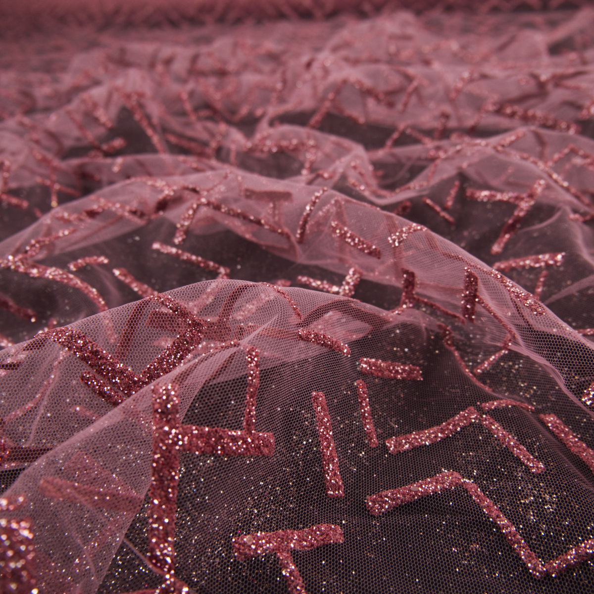 TUL LOLA LILA BORDEAUX GLITTER LINEAS