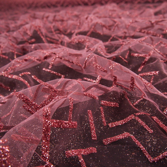 TUL LOLA LILA BORDEAUX GLITTER LINEAS