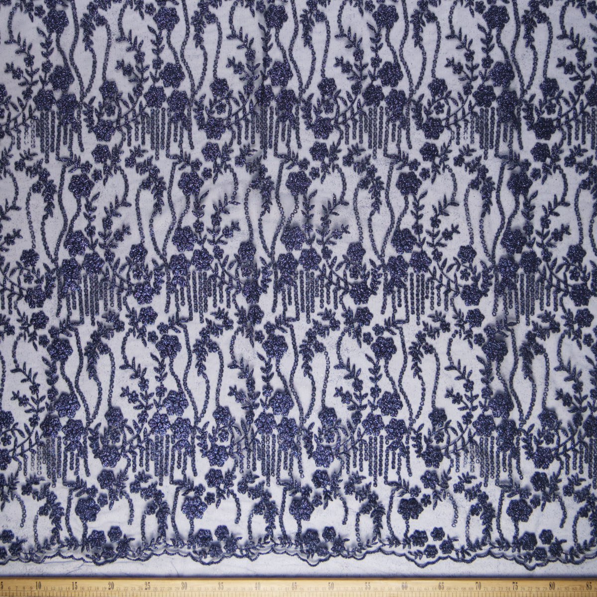 TUL LOLA AZUL ECLIPSE FLORES CON GLITTER