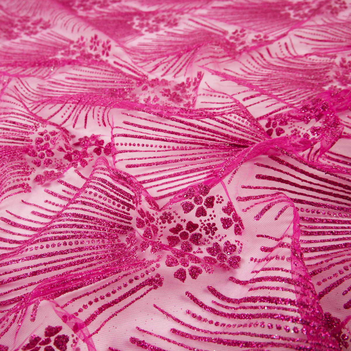 TUL LOLA FUCSIA REMOLACHA GLITTER GEOMETRICO