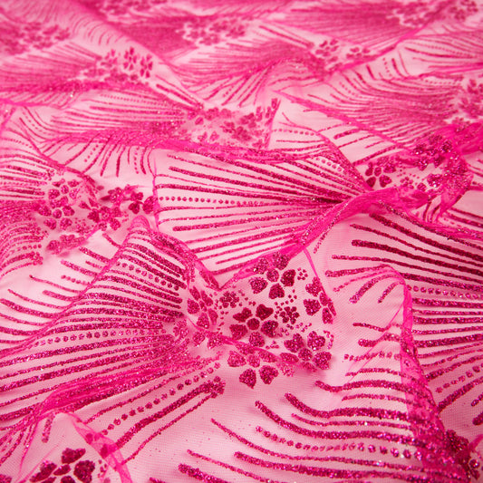 TUL LOLA FUCSIA REMOLACHA GLITTER GEOMETRICO