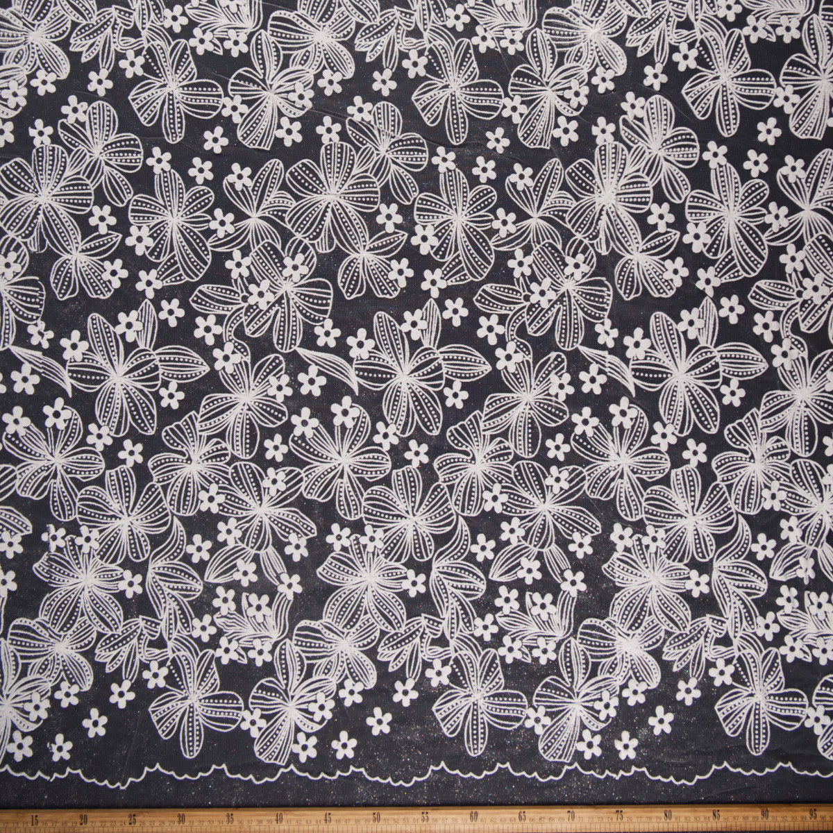 TUL LOLA BLANCO BRILLANTE GLITTER CON FLORES