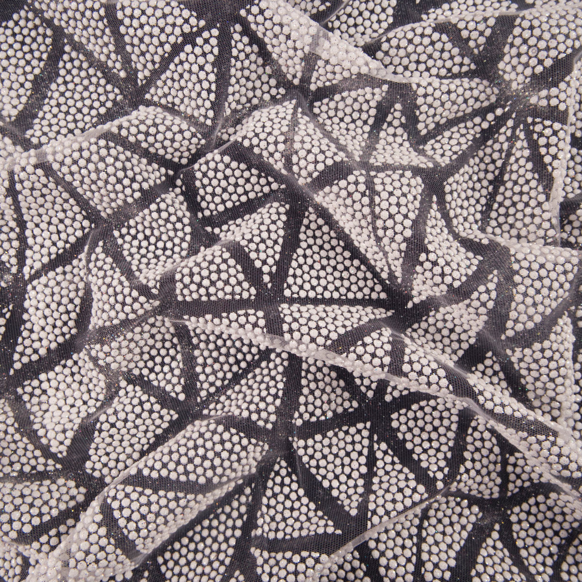 TUL LOLA BLANCO BRILLANTE GLITTER TRIANGULOS