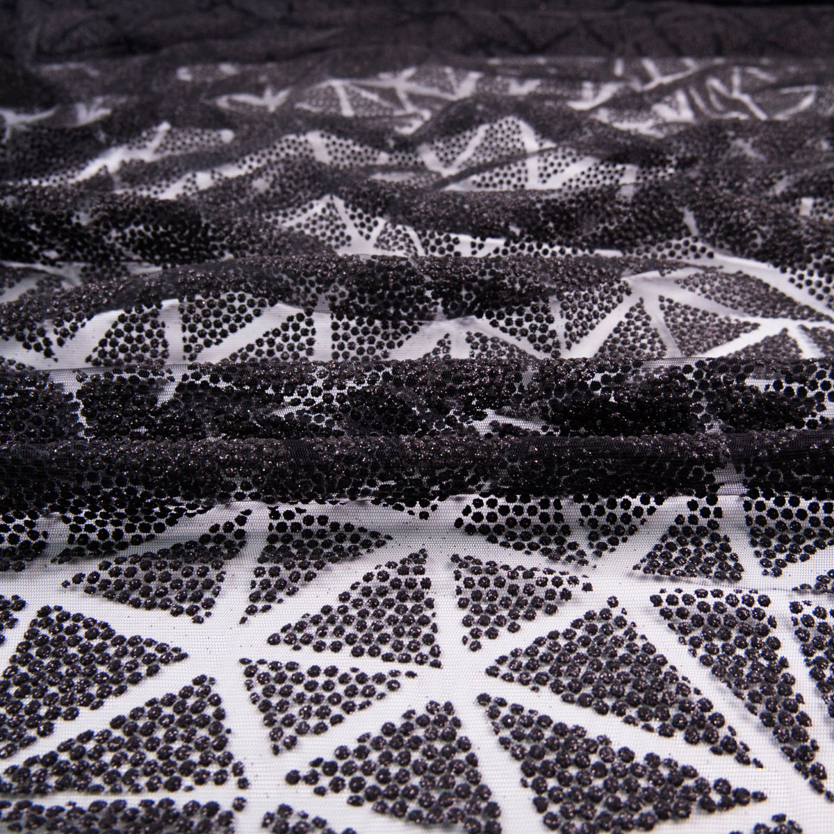 TUL LOLA NEGRO METEORITO TRIANGULOS GLITTER