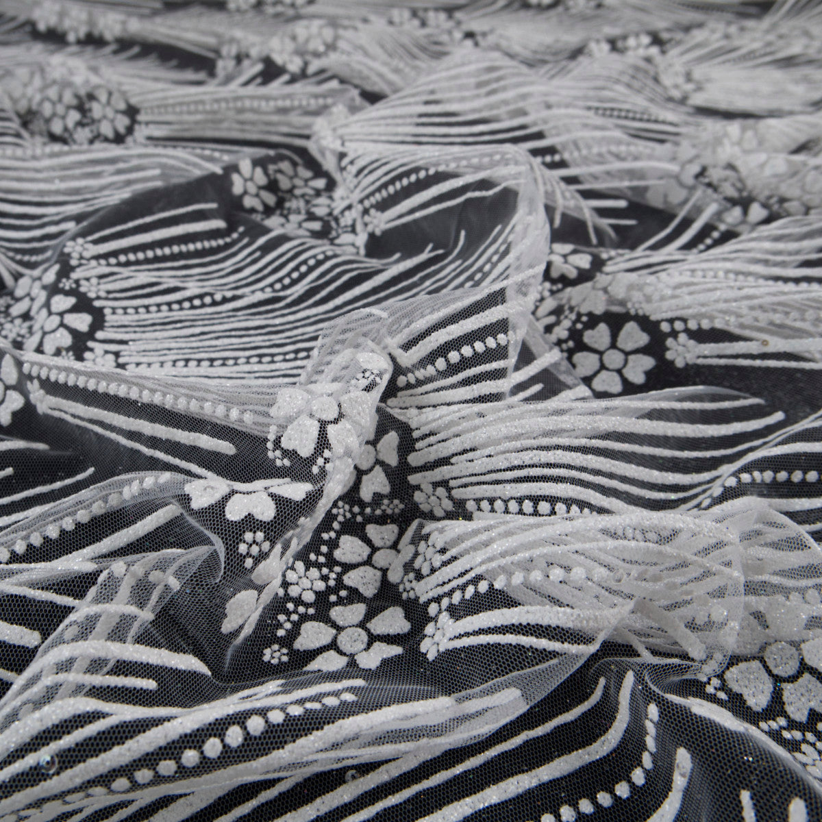 TUL LOLA BLANCO BRILLANTE GLITTER GEOMETRICO