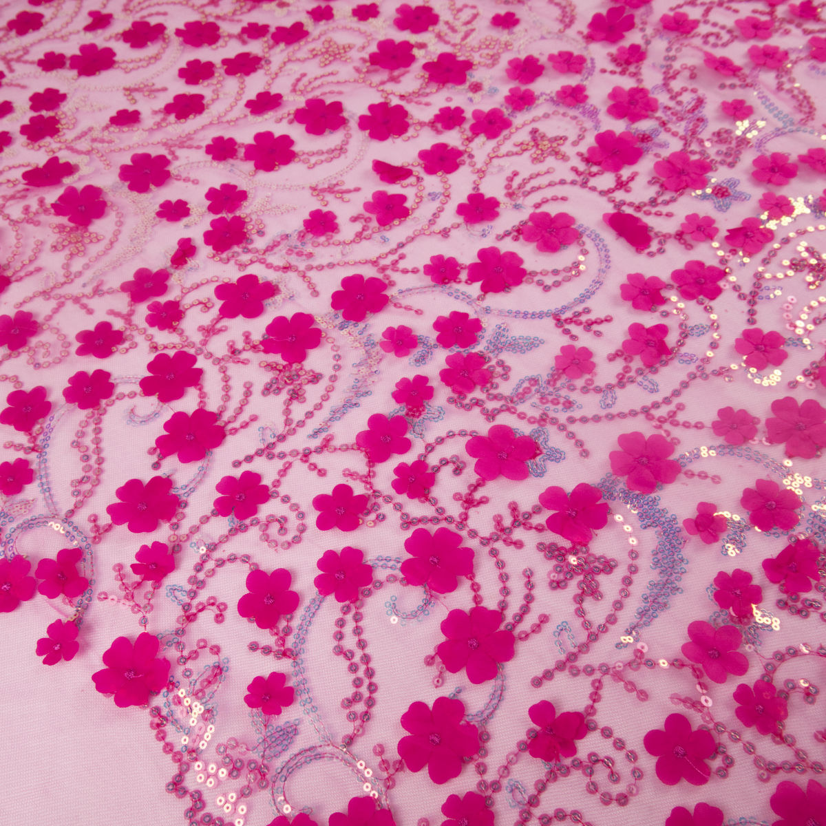 TUL LOLA MAGENTA FLOR CACTUS FLORES Y LENTEJUELAS