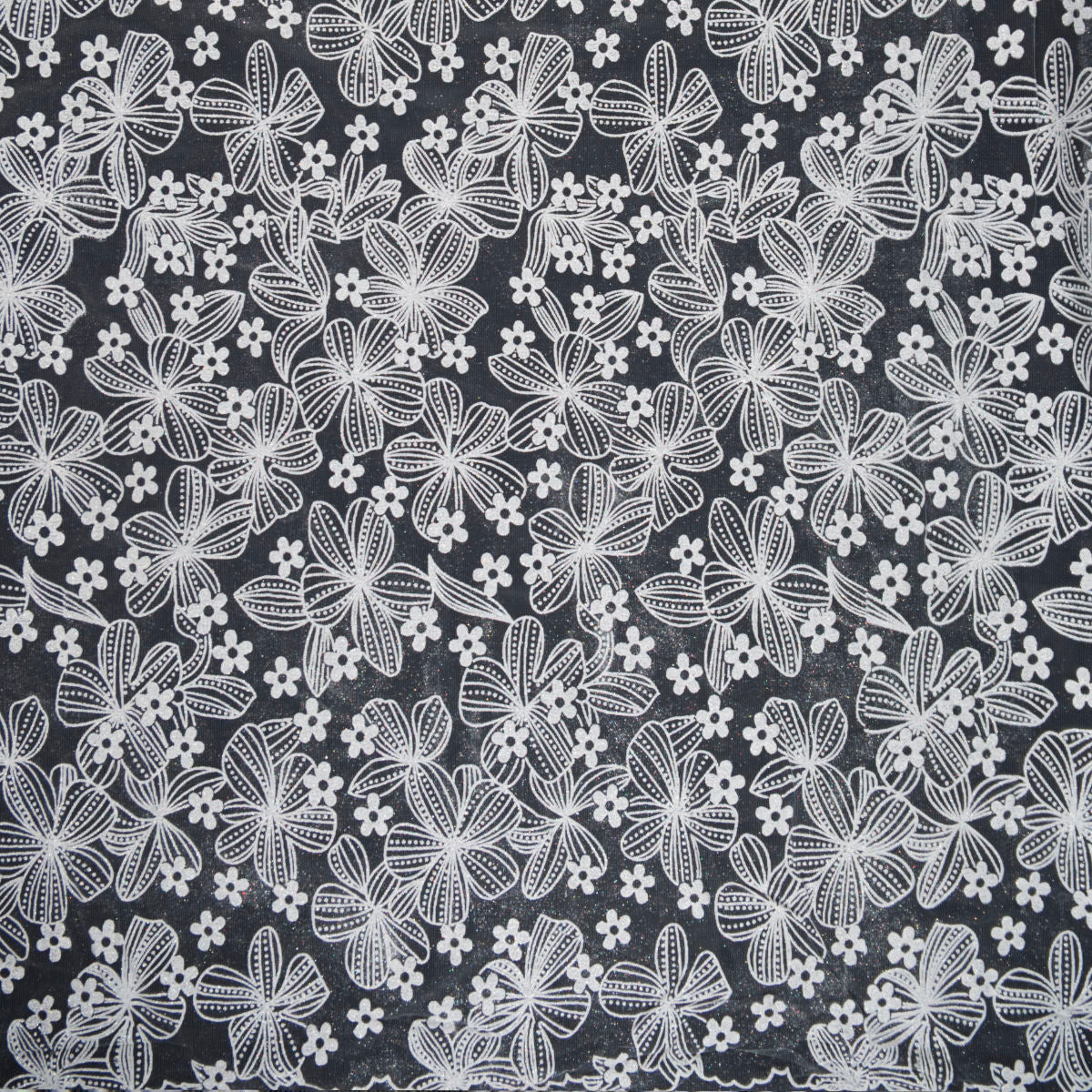 TUL LOLA BLANCO AZULADO GLITTER CON FLORES