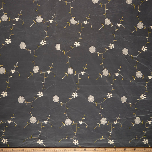 TUL LOLA BLANCO PAPIRO RAMAS CON FLORES