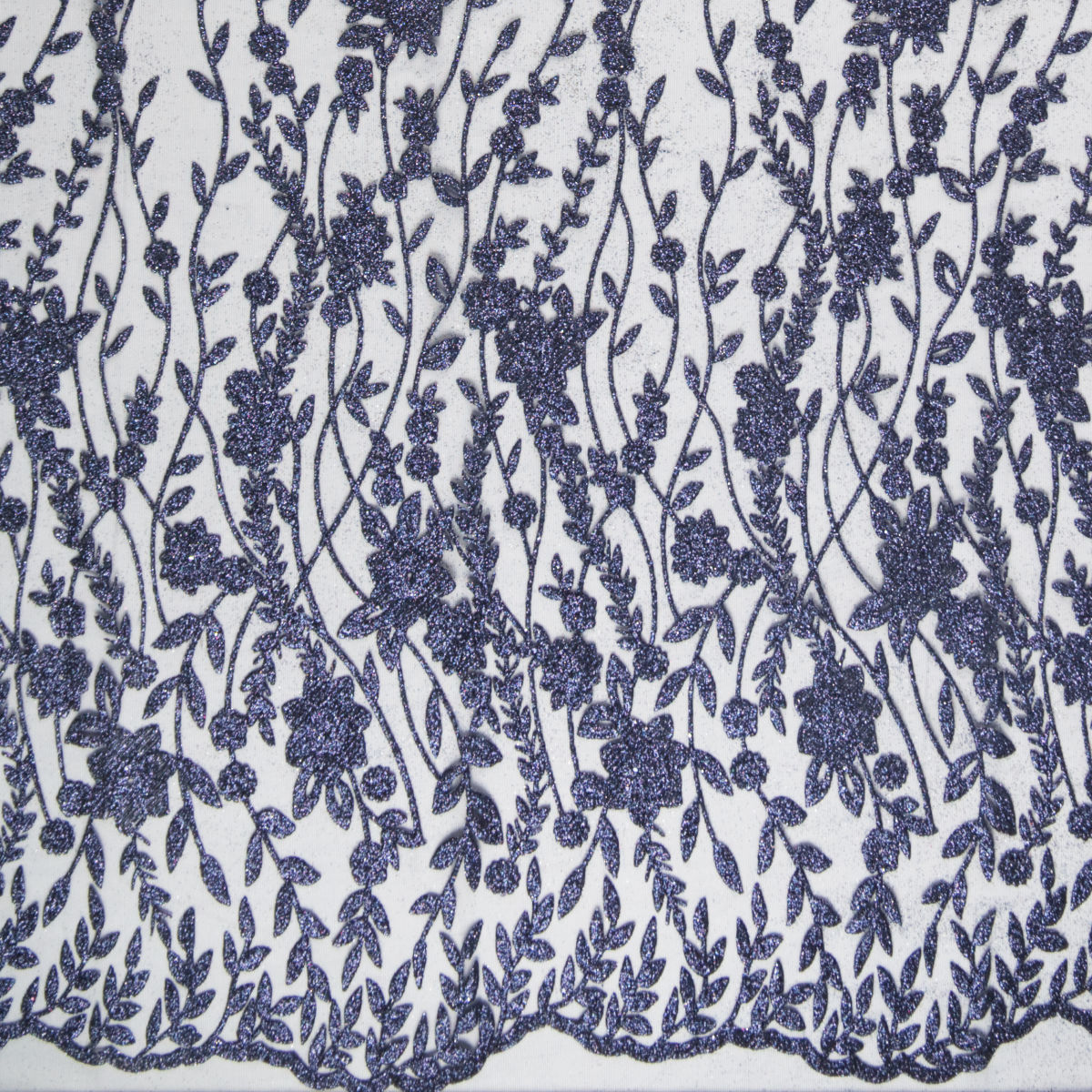 TUL LOLA AZUL ECLIPSE GLITTER FLORES Y HOJAS