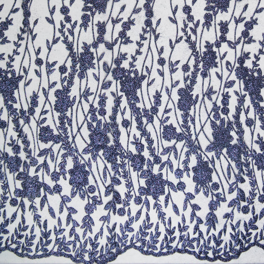 TUL LOLA AZUL ECLIPSE GLITTER FLORES Y HOJAS