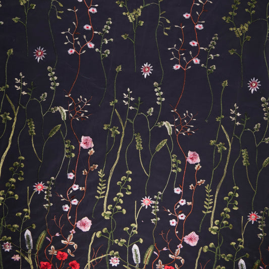 TUL LOLA BLANCO BRILLANTE FLORES ROSADAS