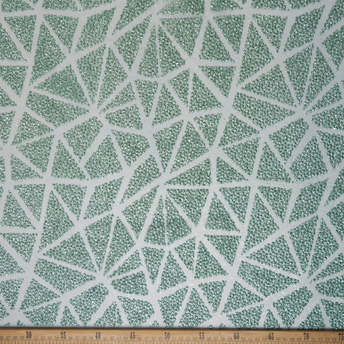 TUL LOLA VERDE AGUA ARANA GLITTER TRIANGULOS