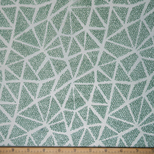 TUL LOLA VERDE AGUA ARANA GLITTER TRIANGULOS