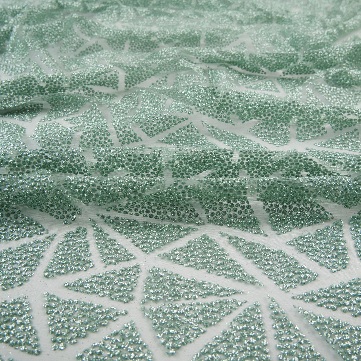 TUL LOLA VERDE AGUA ARANA GLITTER TRIANGULOS