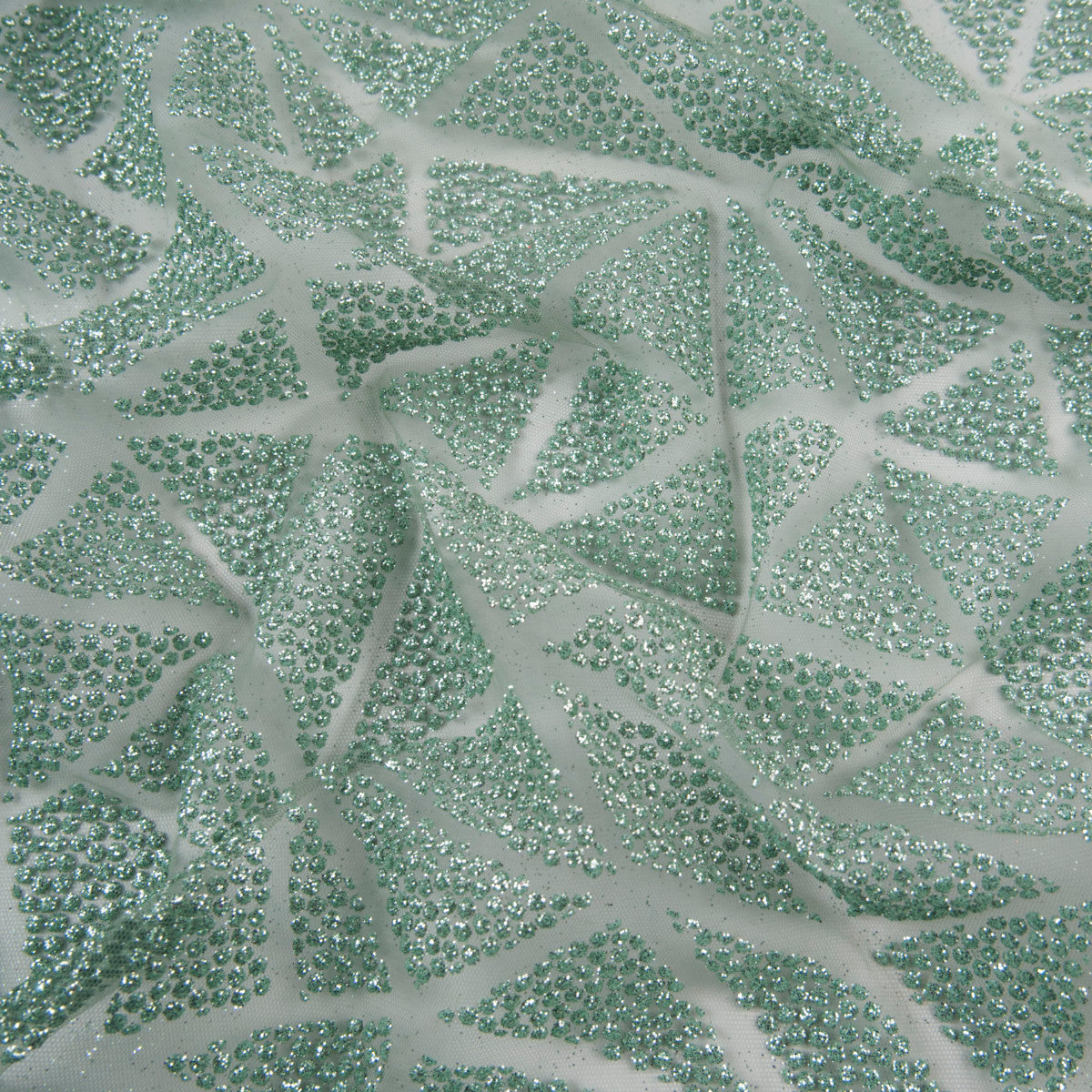 TUL LOLA VERDE AGUA ARANA GLITTER TRIANGULOS