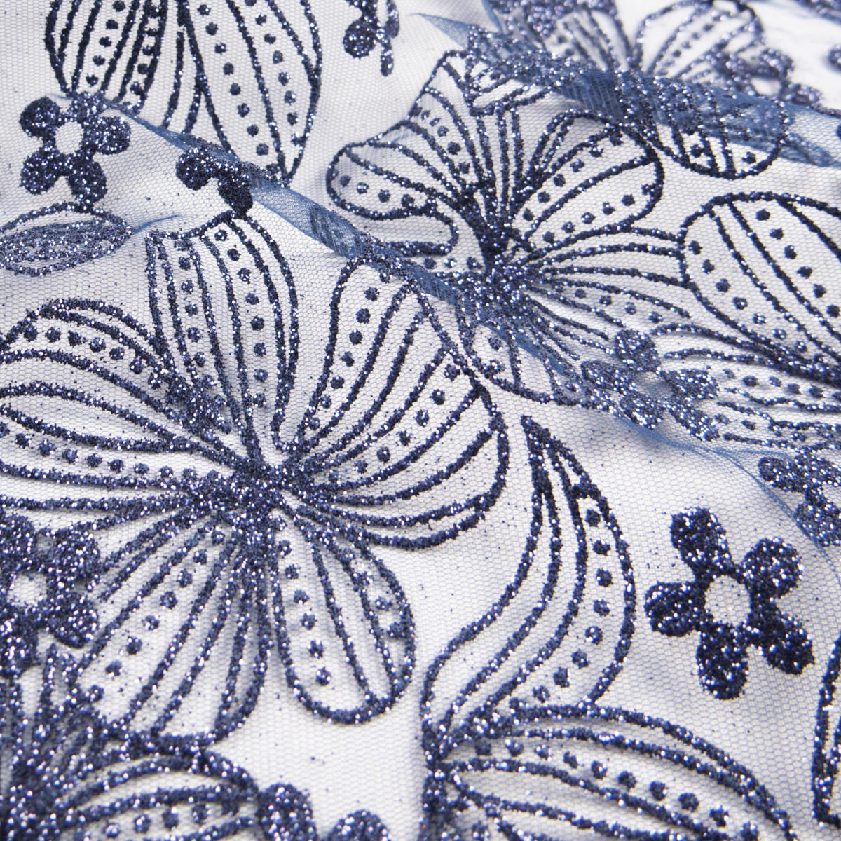 TUL LOLA AZUL ECLIPSE FLORES CON GLITTER