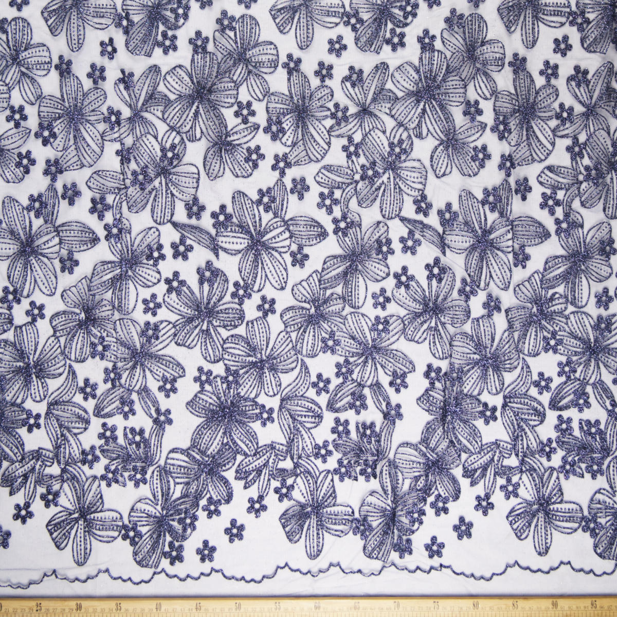 TUL LOLA AZUL ECLIPSE FLORES CON GLITTER