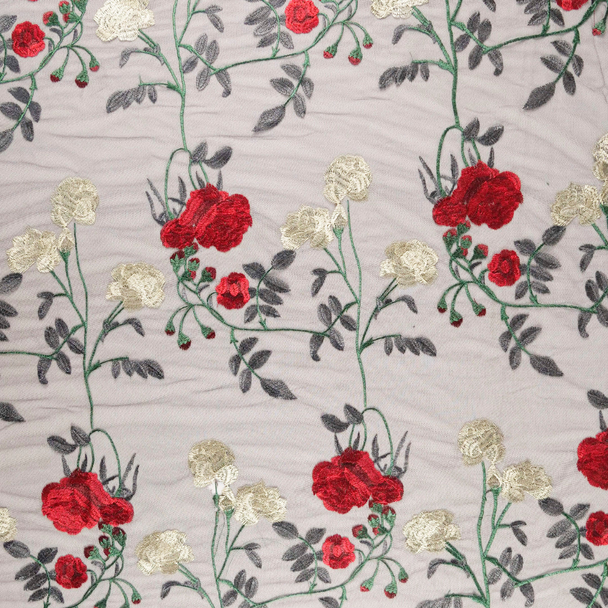 TUL LOLA NEGRO METEORITO ROSAS BORDADAS