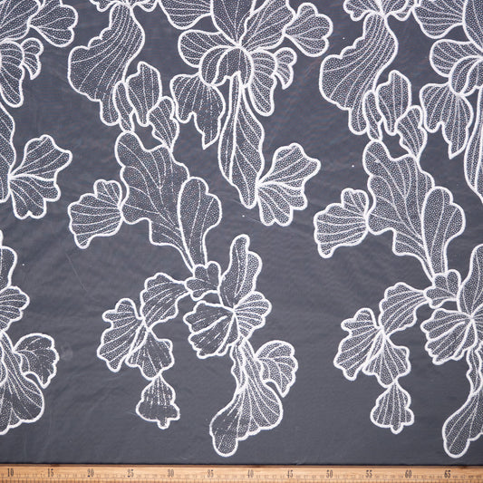 TUL LOLA BLANCO BRILLANTE CON HOJAS GRANDES