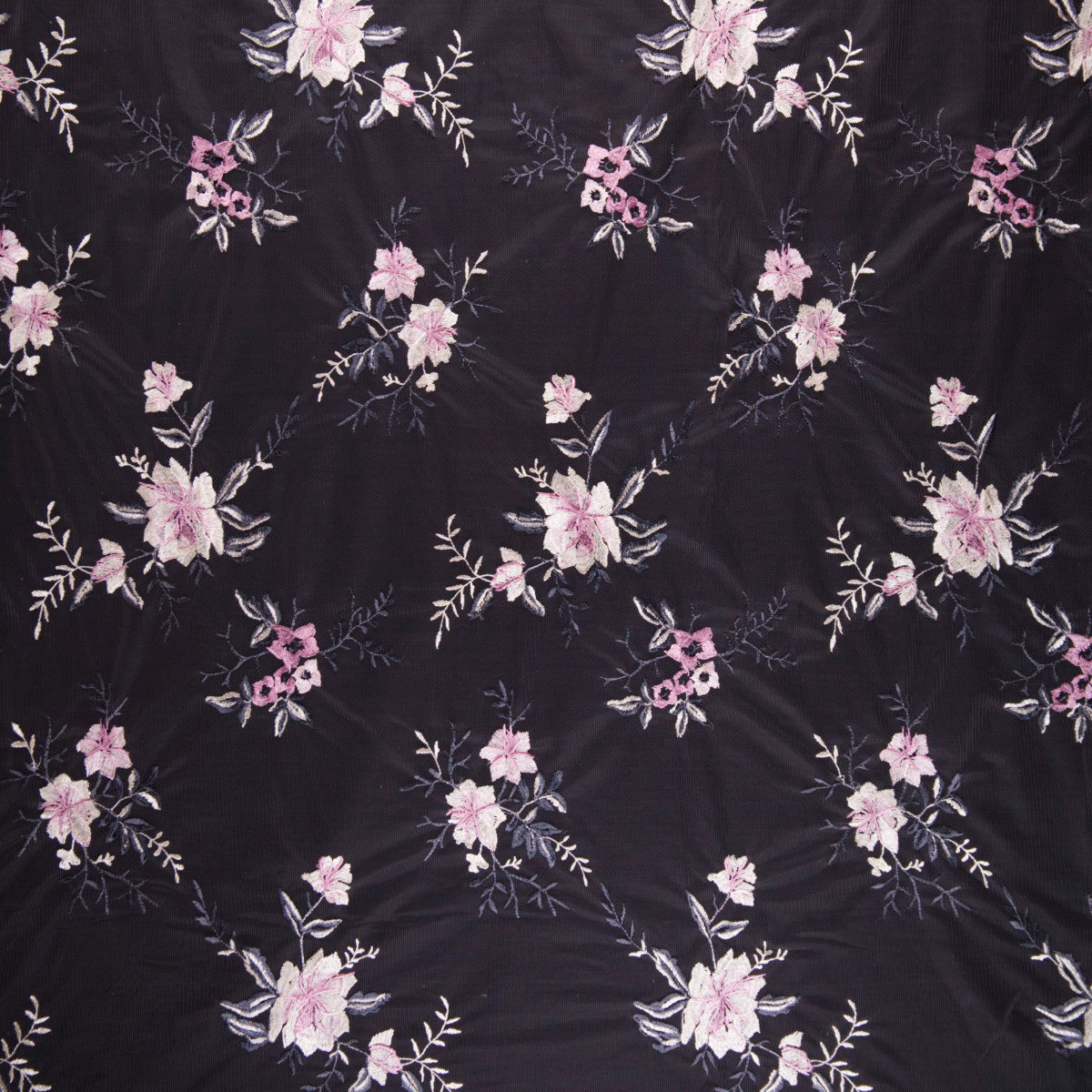 TUL LOLA BLANCO BRILLANTE ROSAS ROSADAS