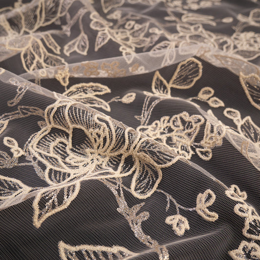 TUL LOLA BEIGE CON ROSAS
