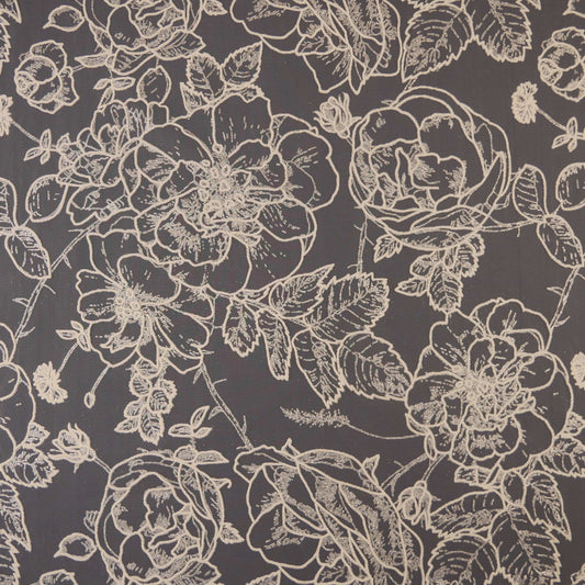 TUL LOLA BEIGE CON HOJAS Y FLORES GRANDES