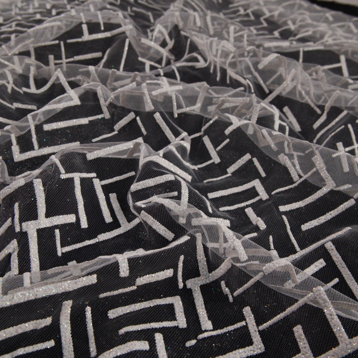 TUL LOLA BLANCO BRILLANTE GLITTER LINEAS