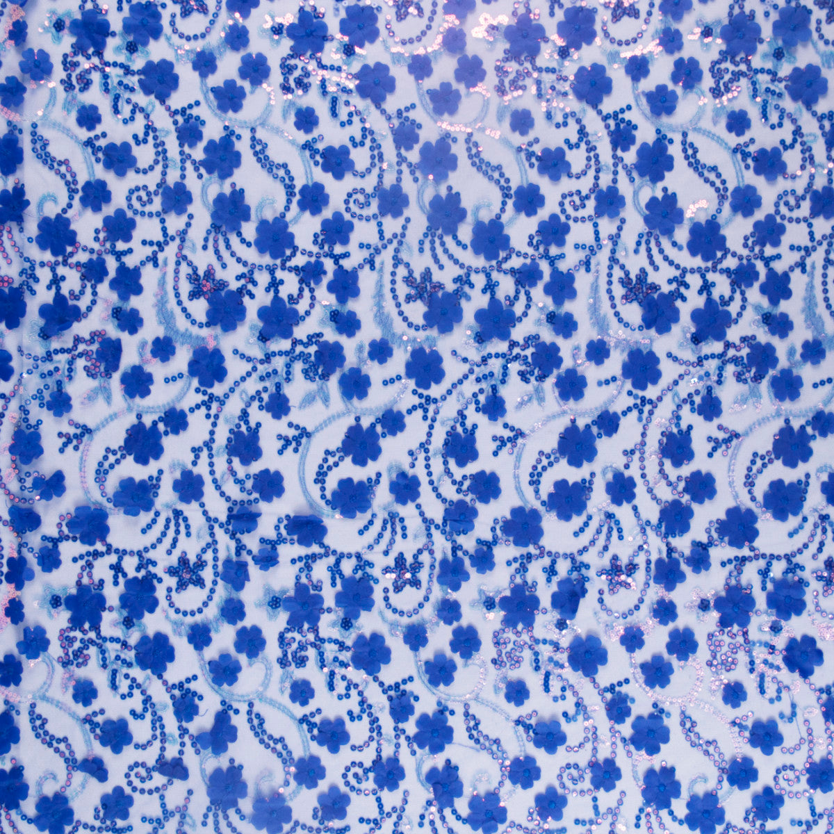 TUL LOLA AZUL DESLUMBRANTE CON FLORES 3D