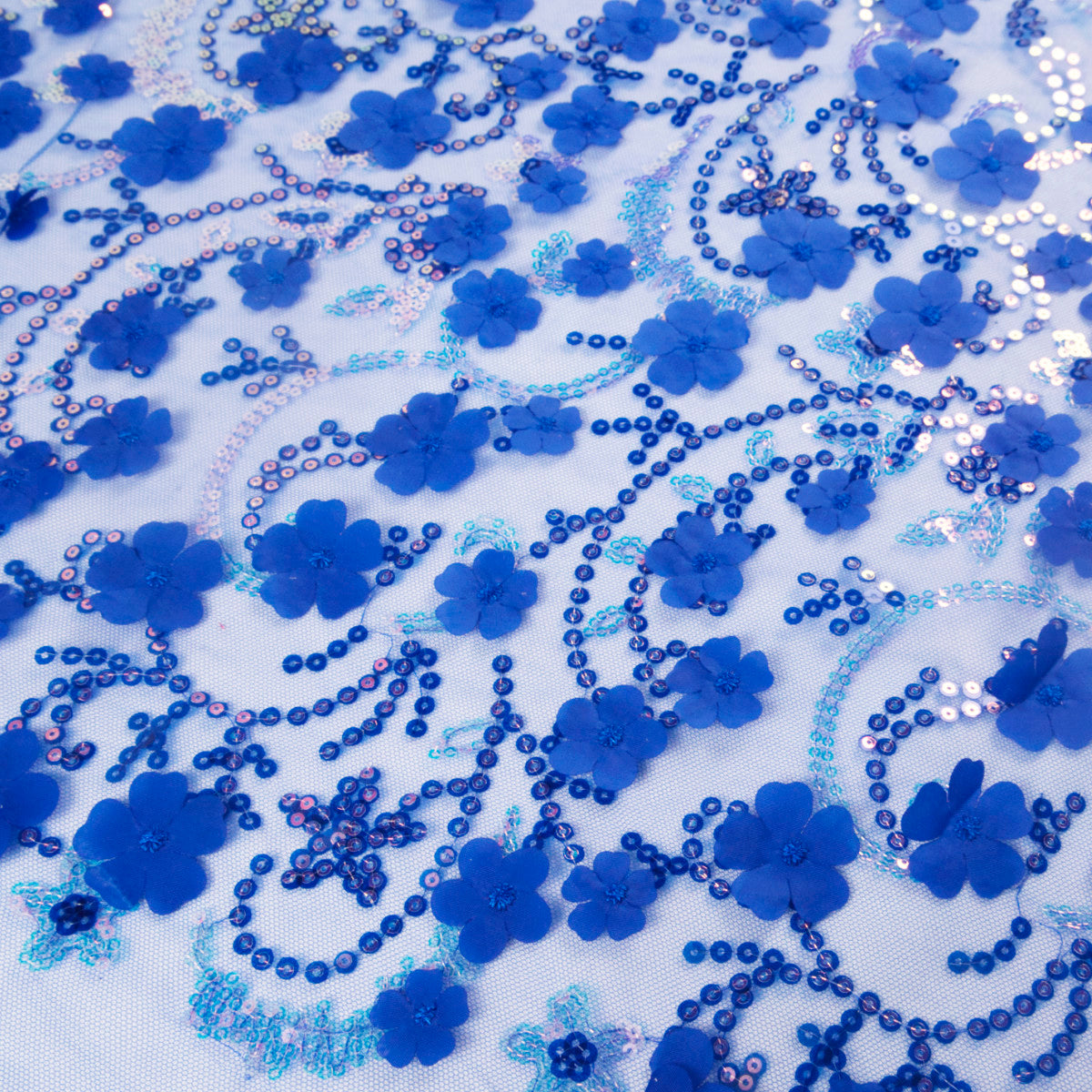 TUL LOLA AZUL DESLUMBRANTE CON FLORES 3D