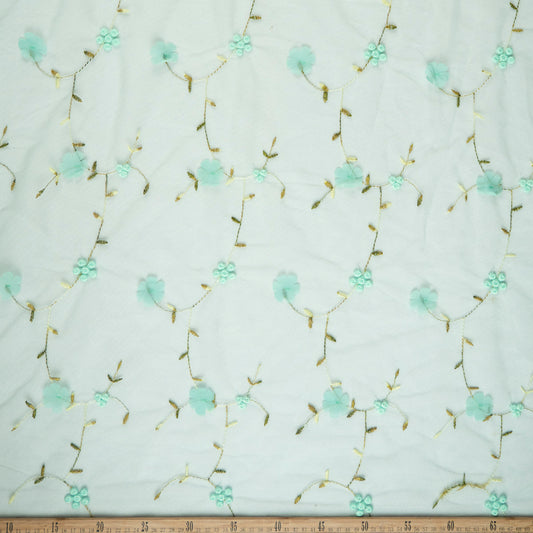 TUL LOLA VERDE AGUA BAHIA RAMAS CON FLORES