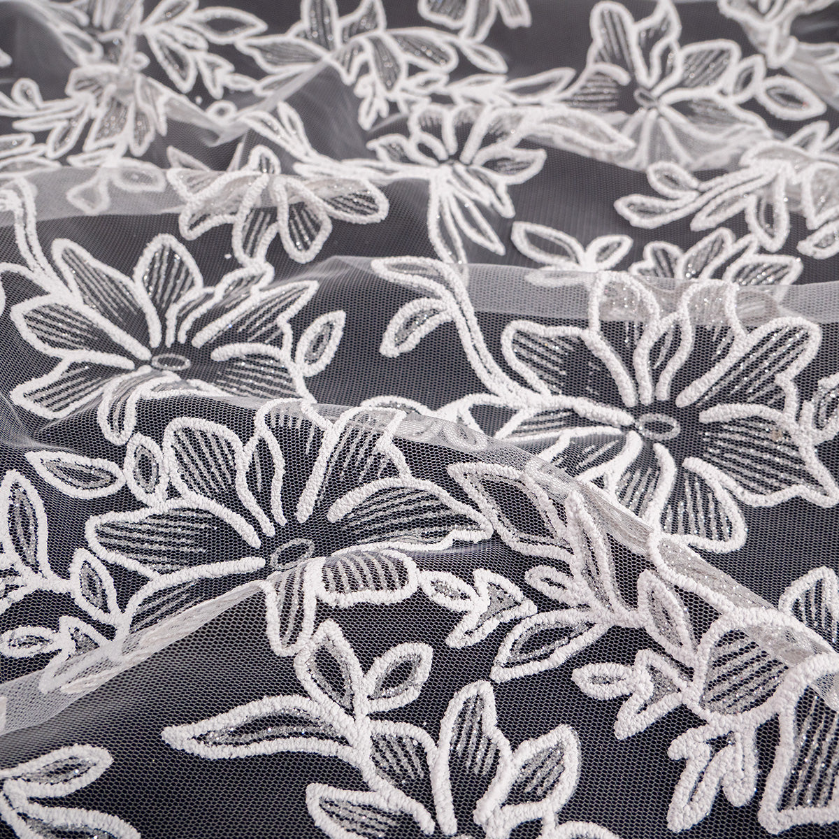 TUL LOLA BLANCO BRILLANTE FLORAL