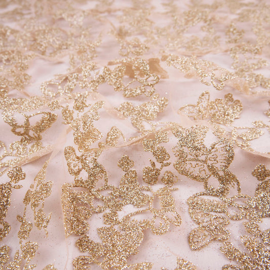 TUL LOLA CAMEL SEMILLAS GLITTER CON FLORES