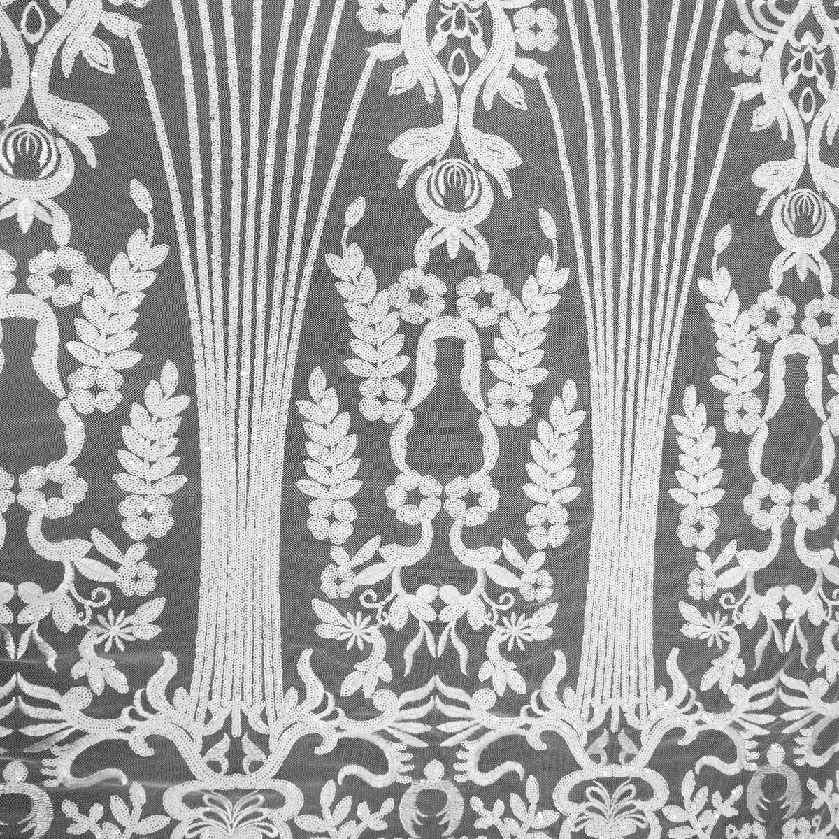 TUL PROENZA BLANCO BRILLANTE FLORES Y HOJAS