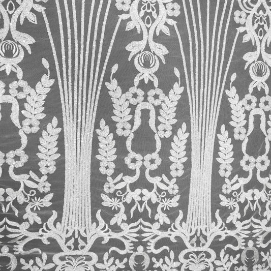 TUL PROENZA BLANCO BRILLANTE FLORES Y HOJAS