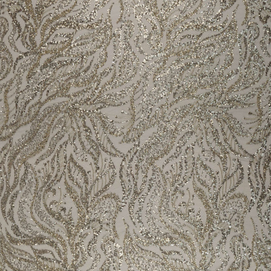 TUL PROENZA VERDE OLIVA MARRON CON HOJAS