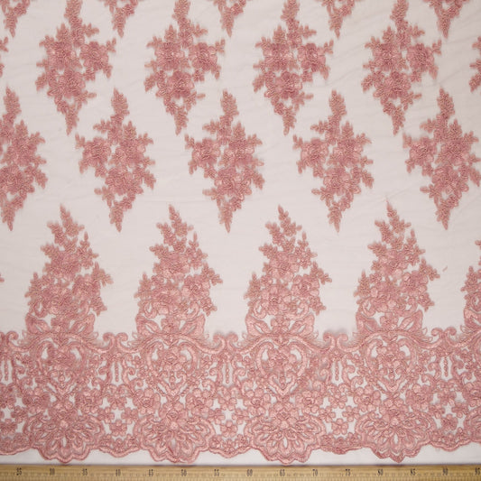 TUL ISABELLA ROSA PIEL DURAZNO FLORES Y HOJAS