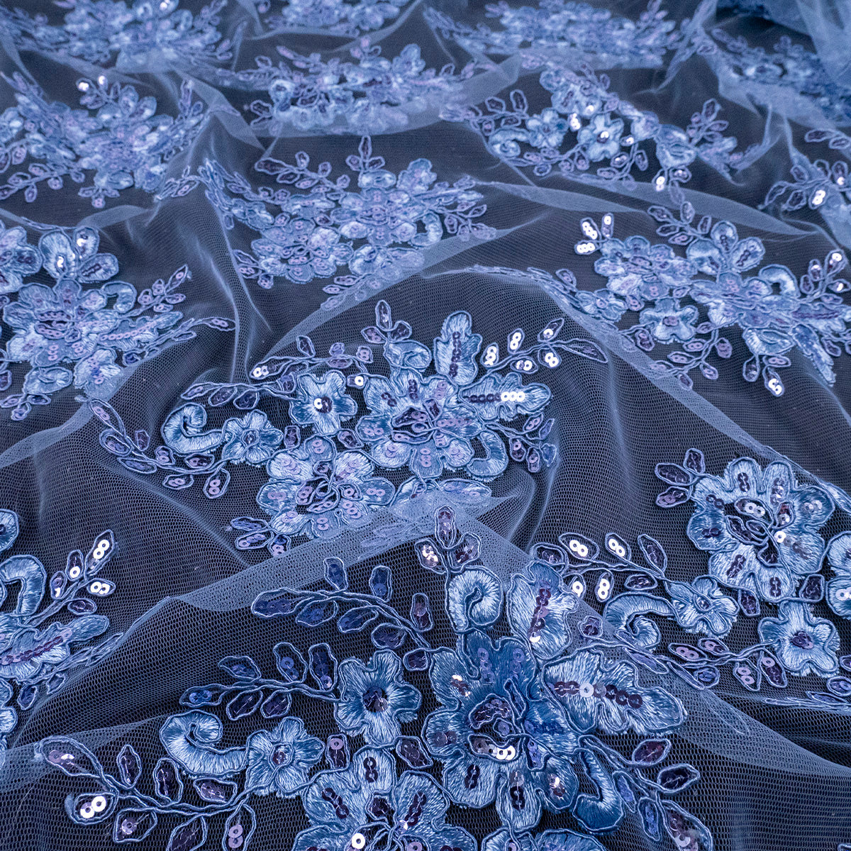 TUL ISABELLA AZUL PROVINCIAL CON LENTEJUELAS