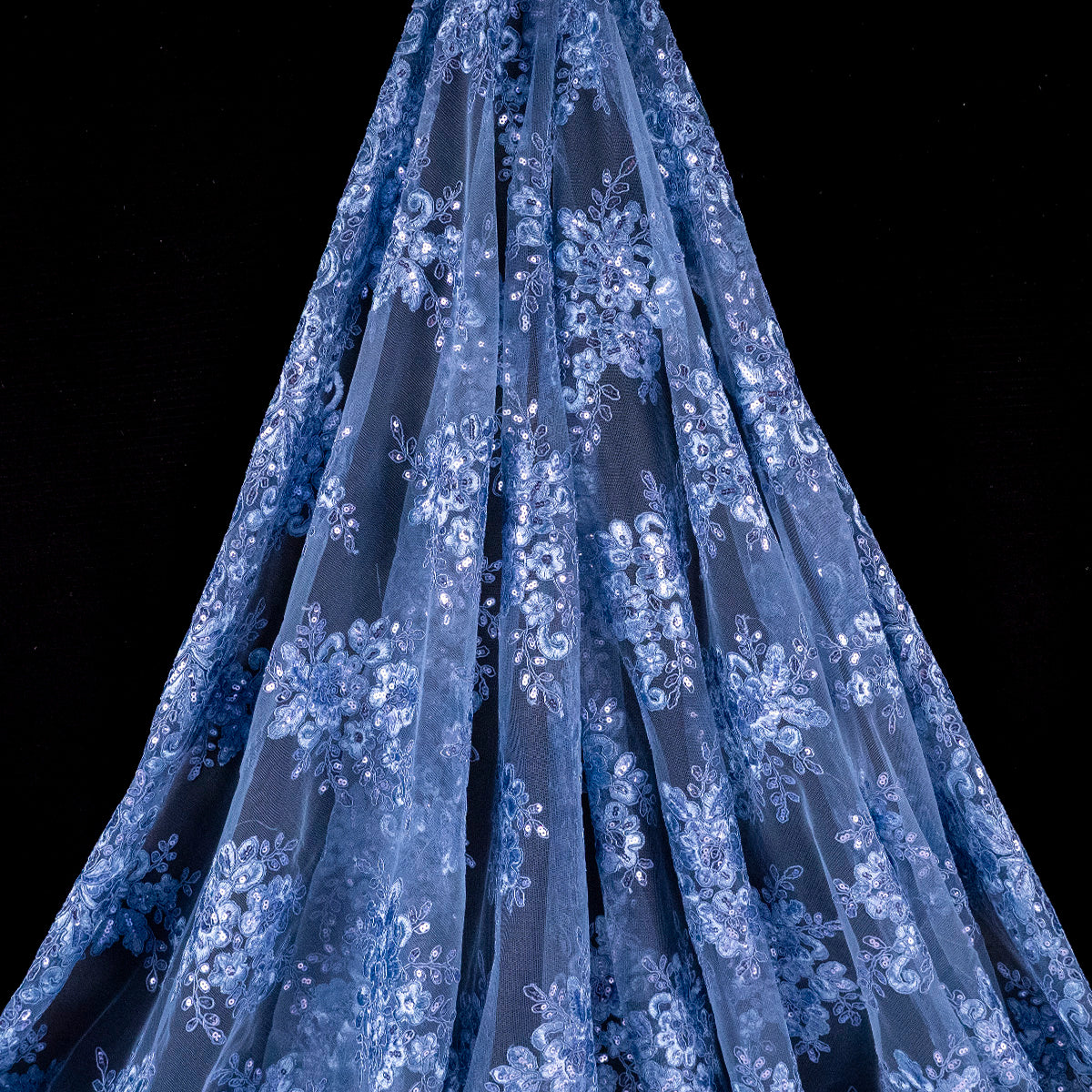 TUL ISABELLA AZUL PROVINCIAL CON LENTEJUELAS