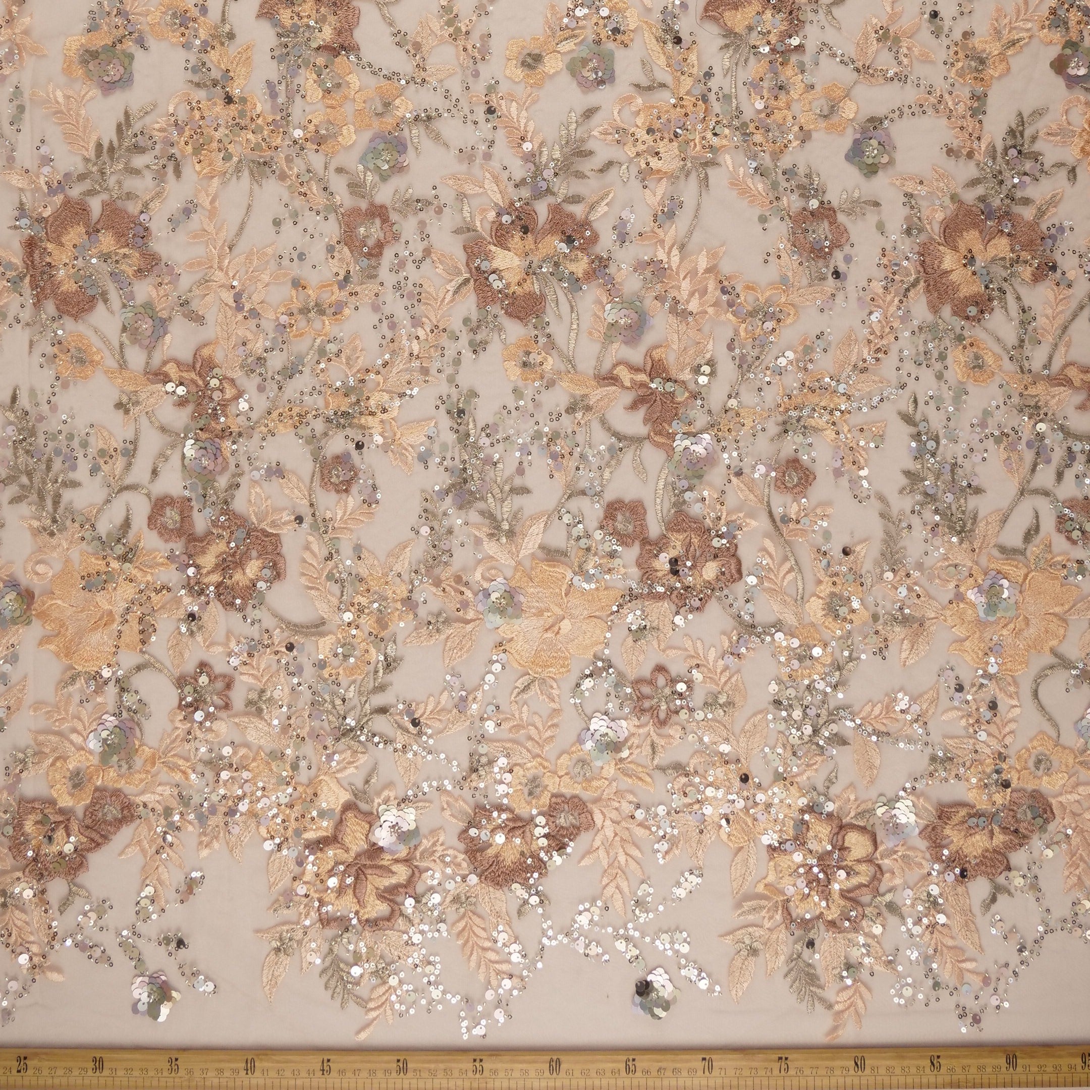 TUL GABBANA ROSA PIEL DURAZNO CON FLORES