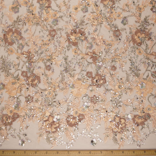 TUL GABBANA ROSA PIEL DURAZNO CON FLORES